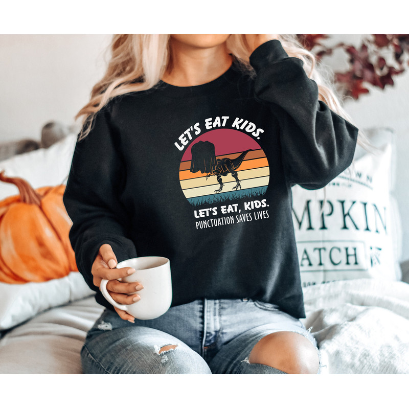 let's eat kids shirt, punctuation saves,Punctuation shirt, commas save lives, funny grammar shirt, Dinasour Shirt,Halloween Dinosaur,.jpg