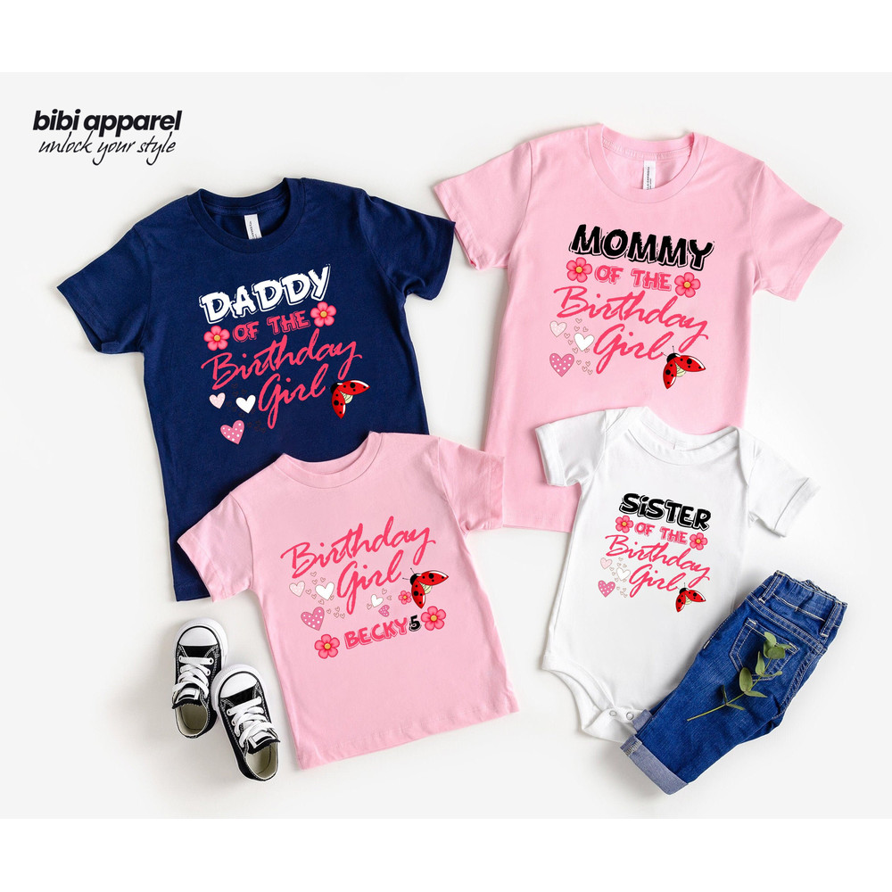 Matching Family Birthday Girl Shirts, Ladybug Birthday Girl Shirt, Personalized Birthday Girl Shirt, Ladybug Birthday Party Shirts.jpg