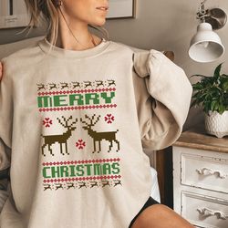 merry christmas shirt, ugly christmas shirt, ugly sweater, ugly sweatshirt, funny xmas shirts, deer and tree, family chr