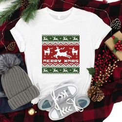 merry christmas shirt, ugly sweater, ugly sweatshirt, funny xmas shirts, deer and tree, family christmas, cute christmas