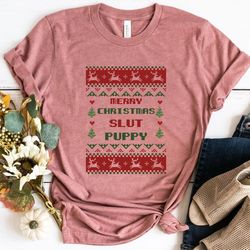 merry christmas slut poppy shirt, ugly christmas shirt, ugly sweater, ugly sweatshirt, funny xmas shirts, deer and tree,