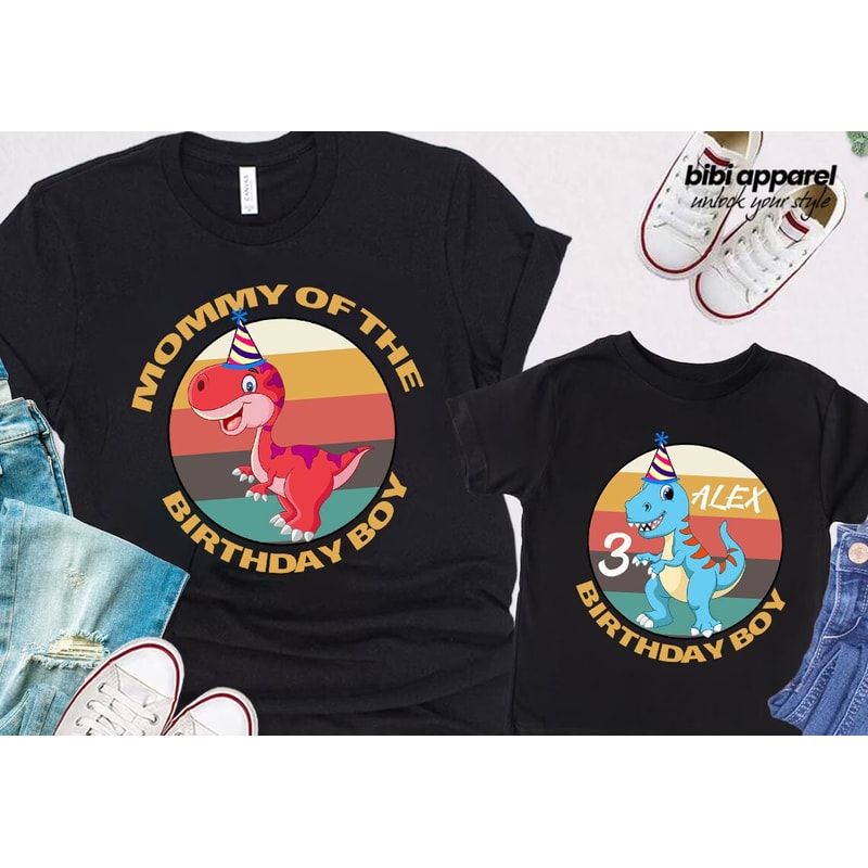 Family Dinasour Birthday Shirt, Matching Family Shirts, Birthday Boy Shirt, Personalized Birthday Boy Shirt, Birthday Party Dinosaur Shirts.jpg