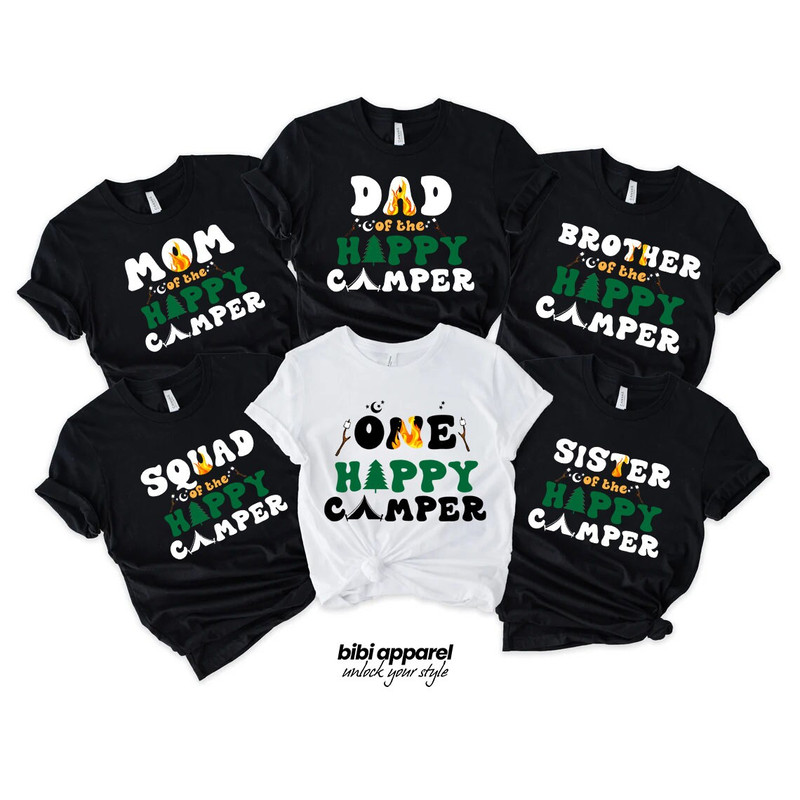 Happy Camper Birthday Shirt, Matching Family Camper Shirt, Camper Family Birthday Shirt, Camping Crew Shirt, One Happy Camper Outfit.jpg