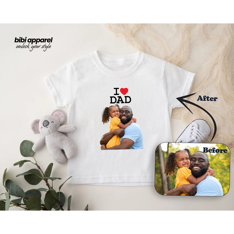 I Love Dad Custom Photo Toddler Shirt, Personalized Father's Day Shirt, Custom Text Daddy Bodysuit,Custom Image Baby Bodysuit.jpg