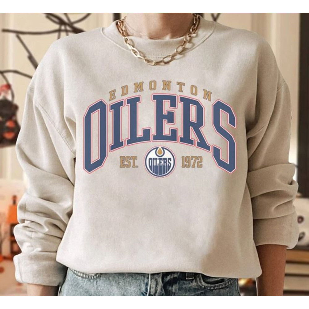 Edmonton Oilers Sweatshirt, Oilers T Shirt, Hockey Hoodie, Vintage Sweater, College Sweater, Hockey Fan Shirt, Edmonton Hockey Shirt.jpg