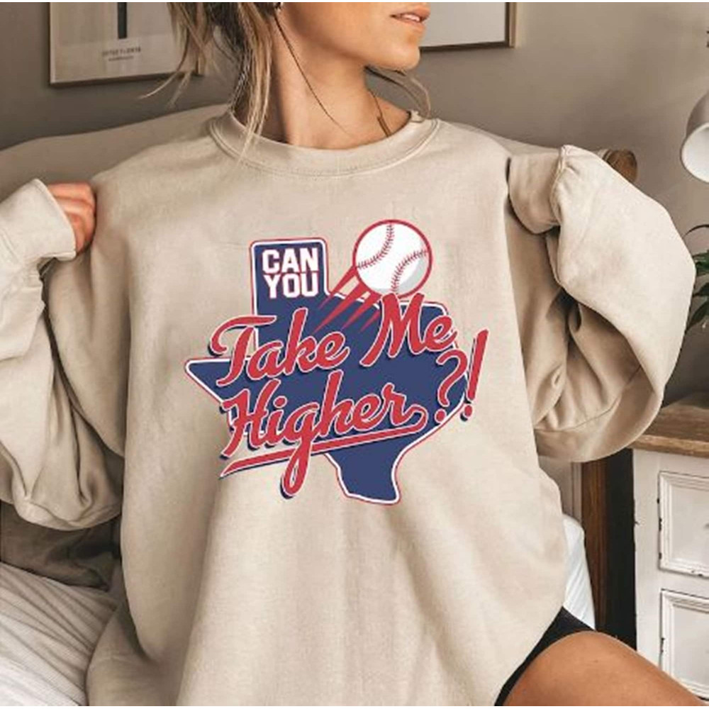Texas Ranger Crewneck Sweatshirt, Vintage Texas Baseball Sweatshirt, Texas Baseball Hoodie, Take Me Higher Sweater.jpg
