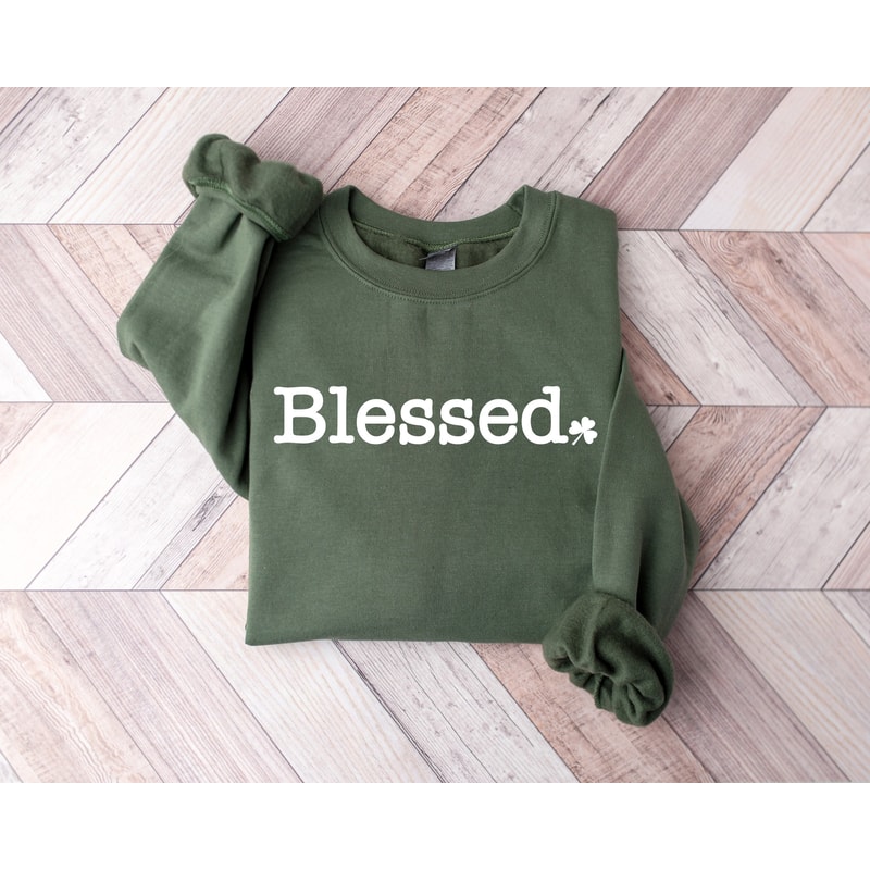 Blessed shamrock sweatshirt, Shamrock Clover Shirt, Minimalist Shamrock Shirt, Irish Shirt Women, St Patrick Day Shirt, Cute Irish Shirt.jpg