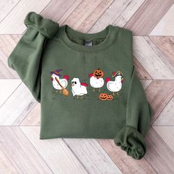 chicken sweatshirt, halloween chicken shirt, funny halloween shirt, halloween gifts for farm animals lovers, spooky chic