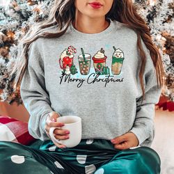 christmas coffee sweatshirt, merry christmas, christmas sweatshirt, coffee lover gift worker winter christmas snowman la