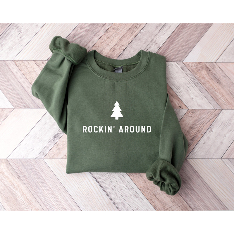 Christmas Tree Sweatshirt, Rockin Around the Christmas Tree Hoodie, Unisex Adult Holiday shirt, Minimal Merry Xmas Crew, merry.jpg