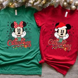 disney couples mickey and minnie mouse christmas lights t-shirt, mickeys very merry xmas party sweatshirt, disneyland va