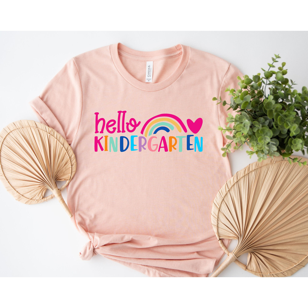 Hello Kindergarten Colorful Rainbow Shirt,Hello Kindergarten Shirt,2023 Happy First Day Of School,Back To School Outfit,Welcome Kindergarten.jpg
