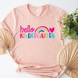 hello kindergarten colorful rainbow shirt,hello kindergarten shirt,2023 happy first day of school,back to school outfit,