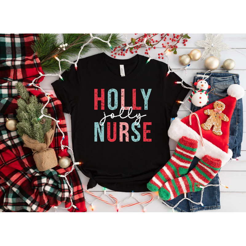 Holly Jolly Nurse Shirt, Christmas Nursing Sweatshirt, Nursing School T Shirt,Nurse Christmas shirt,  Nurse Shirt,Nurse Gift for Woman.jpg
