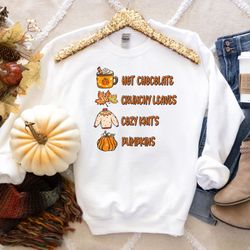hot chocolate crunchy leaves cozy knits pumpkins sweatshirt,2022 happy thanksgiving shirt,retro thanksgiving shirt,cute