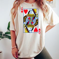 queen of hearts graphic tee shirt for women, oversized style womens t-shirt vintage feminist tee, playing cards, tshirt,