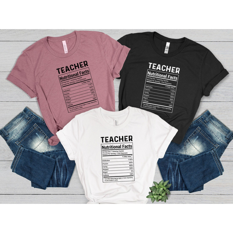 Teacher Nutrition Facts Shirt, Caring-Hardworking-Passion-Caffeine Teacher Shirt, Teacher Appreciation Day Shirt, Teacher Gift.jpg