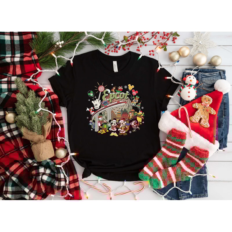 Vintage Disney Epcot Christmas Shirt, Mickey Friends Christmas Shirt, Joy to the World Shirt, Mickey's Very Merry Christmas, Family Vacation 1.jpg