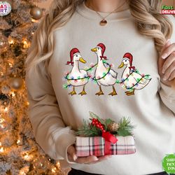 christmas ducks sweatshirt, christmas farm sweatshirt, farm lover sweatshirt, santa duck shirt, funny christmas shirt, h