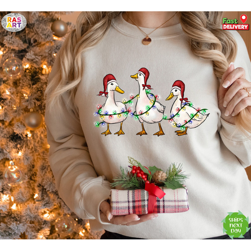 Christmas Ducks Sweatshirt, Christmas farm Sweatshirt, Farm Lover Sweatshirt, Santa Duck Shirt, Funny Christmas Shirt, Holiday Season Shirt.jpg