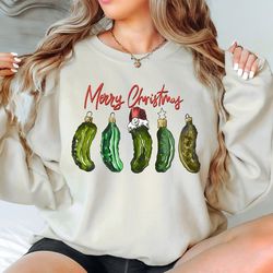christmas pickle sweatshirt, canning season shirt, pickle lovers sweatshirt, retro christmas pickles sweater, pickles cr