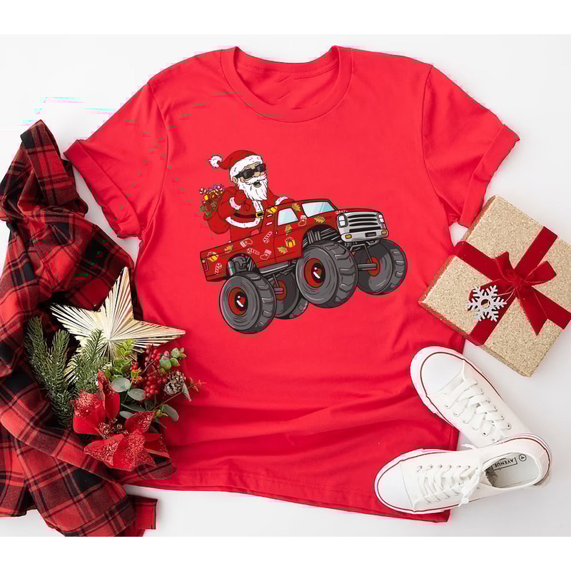 Christmas Truck T-Shirt, Santa Claus Christmas Shirt, Merry Christmas Shirt, Christmas Tee, Kids Christmas Tee, Xmas Party Shirt, Xmas Truck.jpg