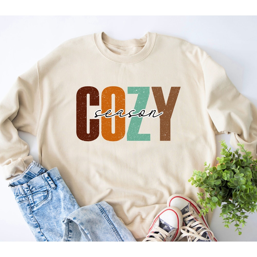 Cozy Season Sweatshirt, Cozy Vibes Sweatshirt, Thanksgiving Shirt, Thankful Shirt, Autumn Shirt, Fall Season Tee, Womens Fall Sweat.jpg