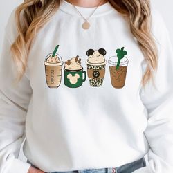 disney characters coffee shirt, disney drink coffee shirts, disney latte tee, disney mickey shirt, disney trip shirt, fa