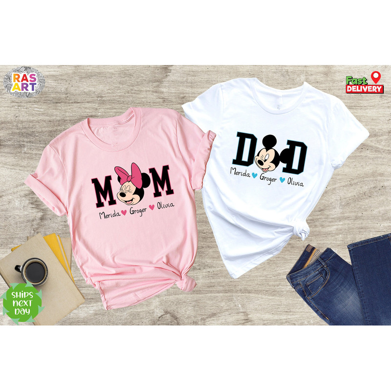 Disney Mom and Dad Shirts, Mickey Dad Shirt, Minnie Mom Shirt, Custom Disney Family Shirt, New Mom Shirt, New Dad Shirt, 1.jpg
