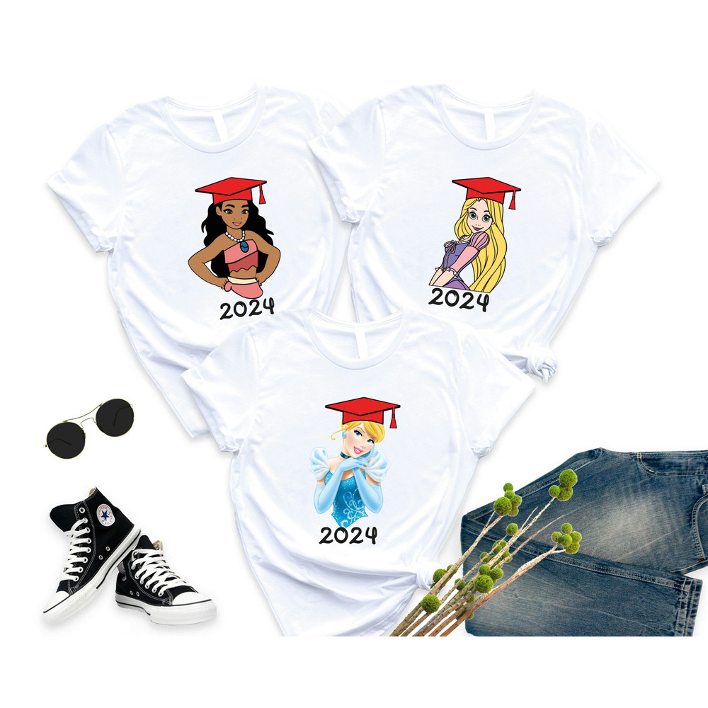 Disney Princess Graduate 2024 T-Shirt, Custom Disney Graduation T-Shirt, Class Of 2024 Shirt, Princess Graduate Shirt, Senior Class Shirt.jpg