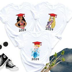 disney princess graduate 2024 t-shirt, custom disney graduation t-shirt, class of 2024 shirt, princess graduate shirt, s