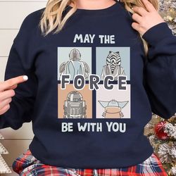 may the force be with you christmas sweatshirt, disney star wars christmas shirt, galaxy edge christmas shirt, happy chr