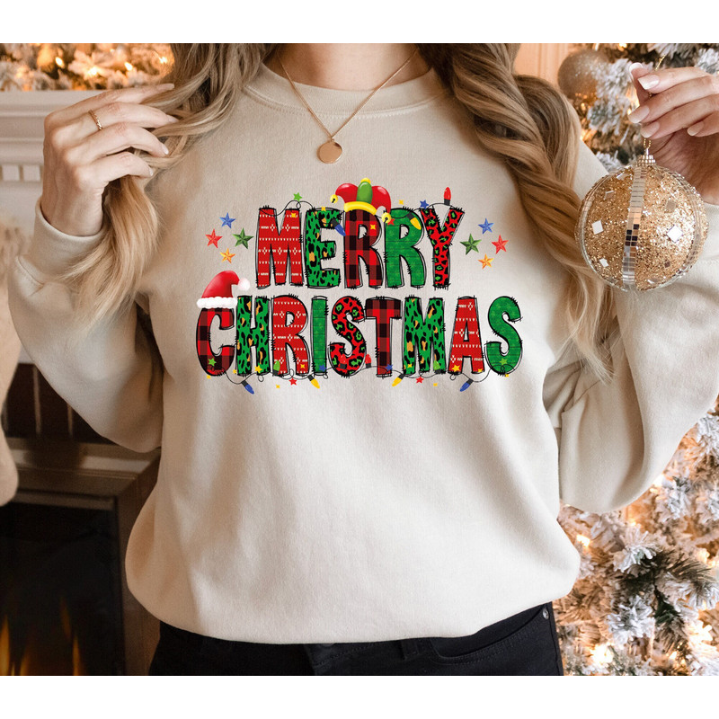 Merry Christmas Pajamas Shirt, Christmas Sweatshirt, Christmas Hoodie, Women Christmas Shirt, Cute Christmas Shirt, Merry and Bright.jpg