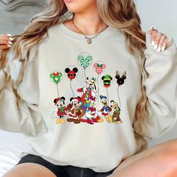 mickey and friends christmas sweatshirt, disney christmas balloons sweatshirt, mickey ears balloon shirt, disneyland chr