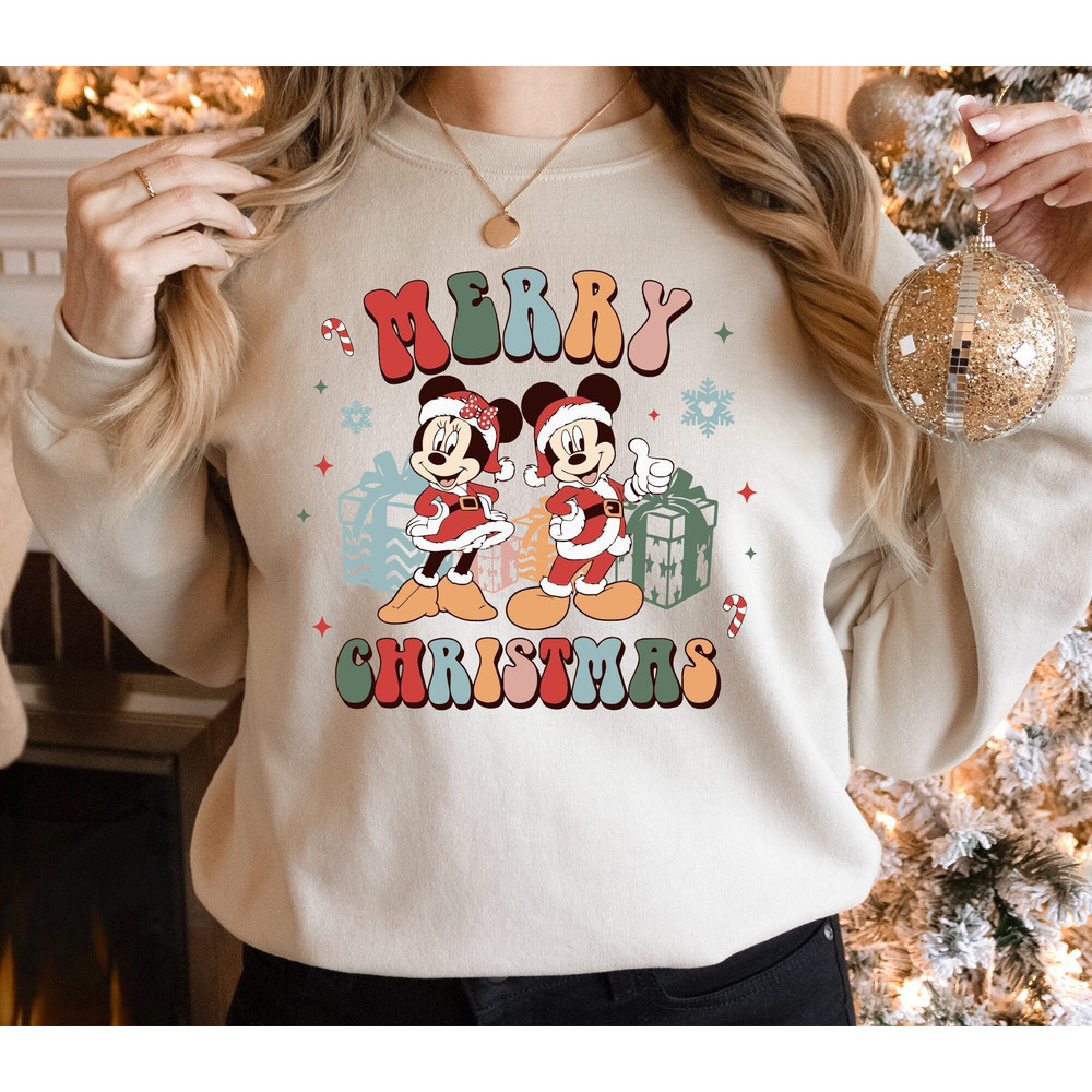 Mickey and Minnie Christmas Sweatshirt, Santa Disney Christmas Sweatshirt, Disneyland Christmas Shirt, Disney Family Christmas Trip Shirt.jpg