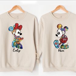mickey and minnie couple sweatshirts, disney love shirt, cute mickey shirt, cute minnie shirt, disney matching shirt, h