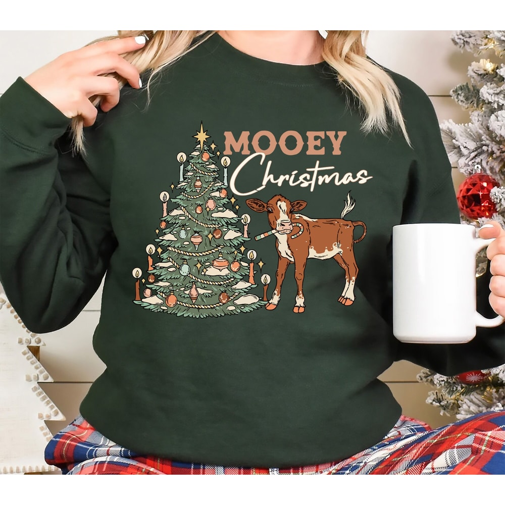 Mooey Christmas Sweatshirt, Funny Christmas Cow Shirt, Farmer Christmas Sweatshirt, Country Christmas Shirt, Western Christmas Shirt.jpg
