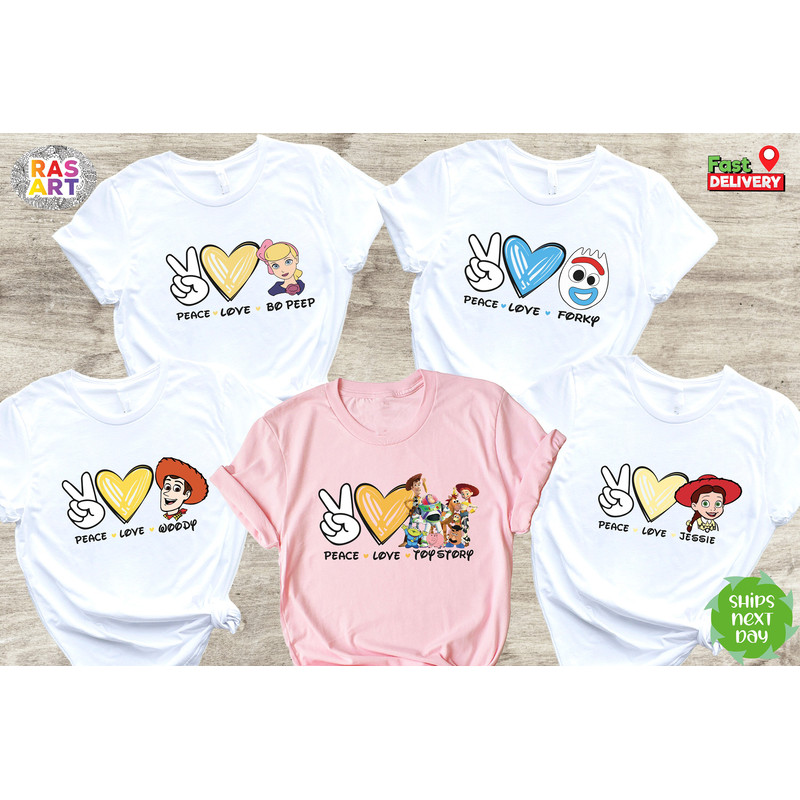 Peace Love Disney Toy Story Shirt, Disney Toy Story Shirt, Toy Story Trip Shirt, Toy Story Woody Shirt, Toy Story Jessie Shirt.jpg