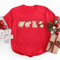pig christmas shirt, christmas farm t-shirt, funny christmas pigs shirt, pig lover gift, christmas crewneck, christmas p