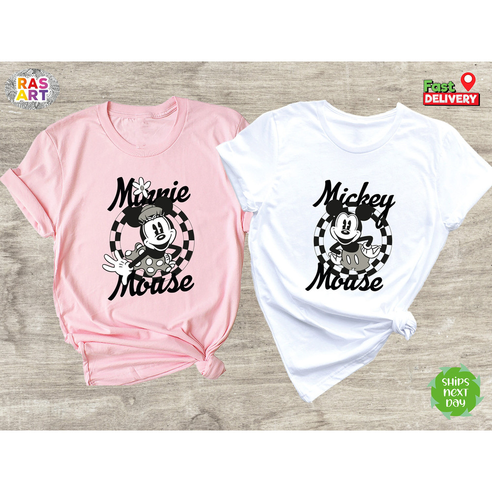 Retro Disney Minnie and Mickey Mouse Shirts, Disney Couple Shirts, Mickey Ears Shirt, Minnie Bow Shirt, Disneyland Shirt, Disney World Shirt.jpg