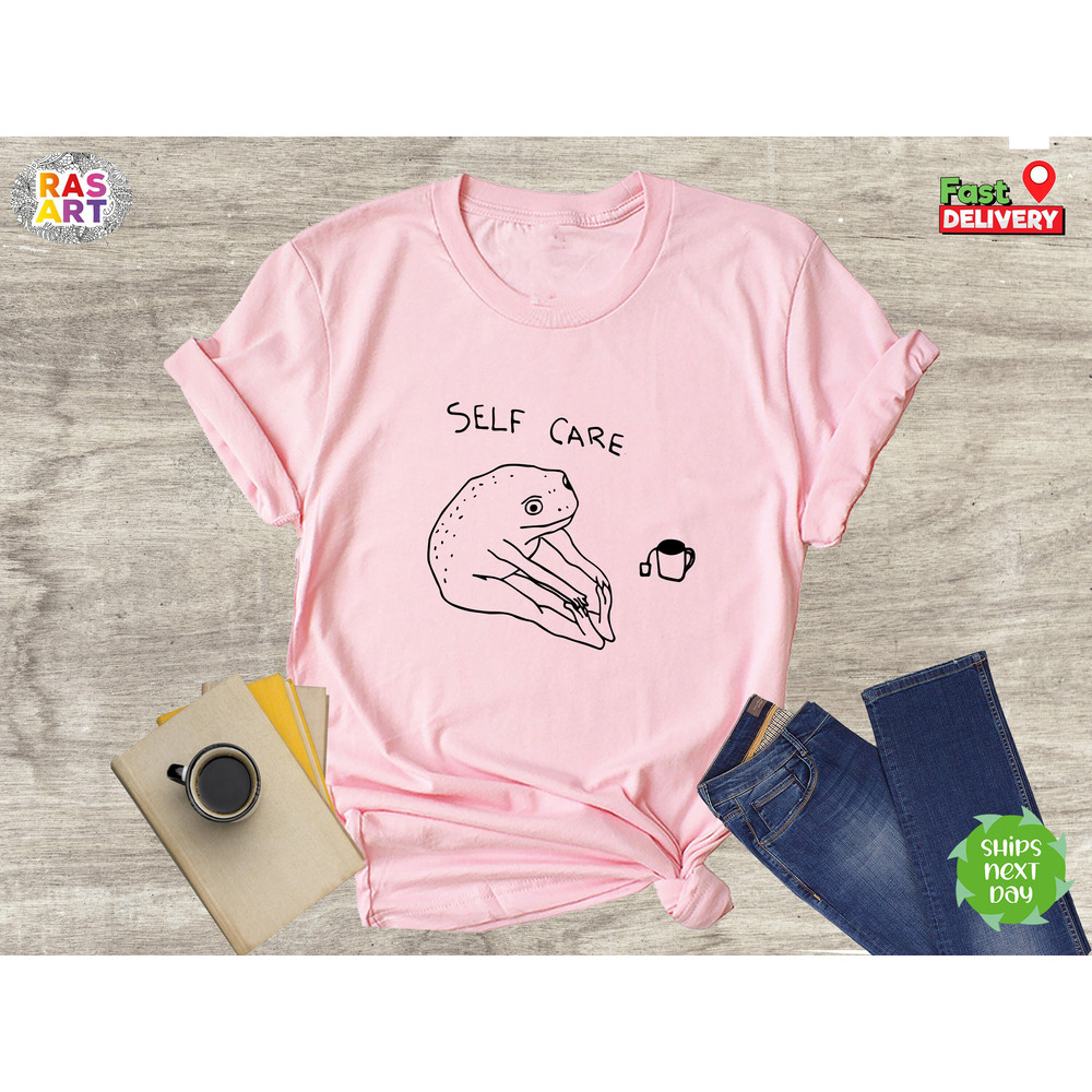 Self Care Shirt, Frog Yoga Shirt, Self Love Shirt, Funny Frog Shirt, Frog Lover Shirt, Mental Health Shirt, Frog Gym Shirt, Cottage Frog Tee.jpg
