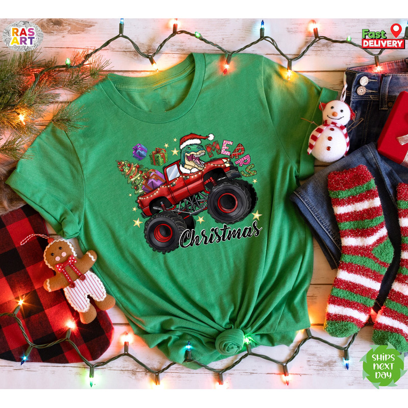 Christmas Dinosaur Shirt, Saurus Christmas T-Rex Shirt, Funny Christmas Shirt, T-Rex Merry Rexmas Shirt, Christmas Kids Shirt.jpg