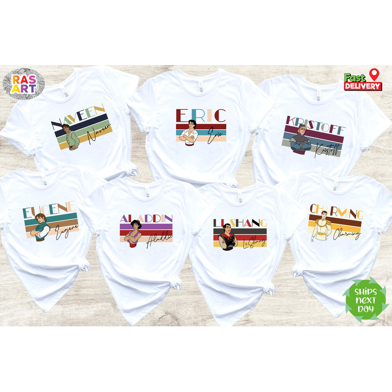 Disney Prince Shirts, Prince Shirts, Disney Boys Shirt, Prince Naveen, Prince Aladdin, Kristoff, Li Shang, Prince Eugene Tees, Prince Eric.jpg