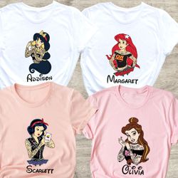 disney rocker princess shirt, disney punk princess shirt, tattoo disney princess shirt, villains princess disney shirt,