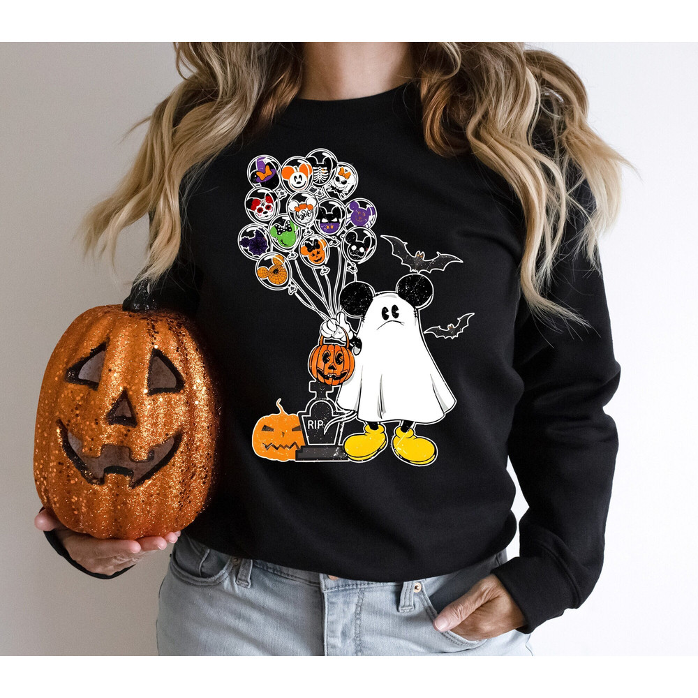 Disneyland Halloween Sweatshirt, Mickey Ghost Halloween Sweatshirt, Disney Balloon Shirt, Trick or Treat Shirt, Cute Halloween Shirt.jpg