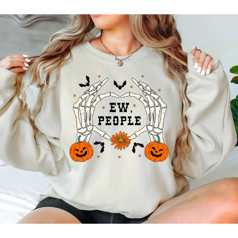 Ew People Halloween Shirt, Antisocial Shirt, Funny Skeleton Shirt, Halloween Shirt, Spooky Vibes Shirt, Stay Creepy Shirt.jpg