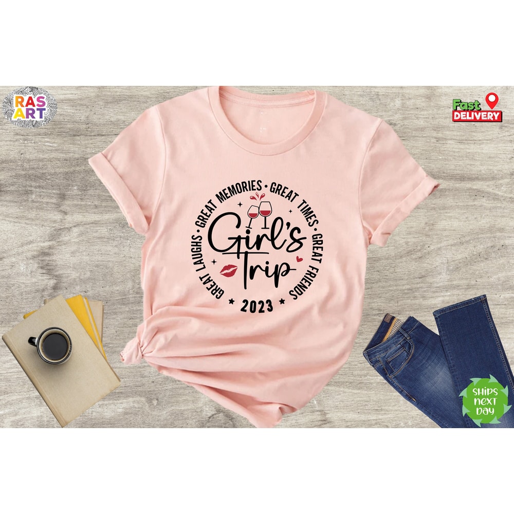 Girl's Trip 2023 Shirt, Besties Trip Shirt, Great Memories Times Friends and Great Laughs Shirt, Girls Vacation Shirt, Girls Travel Tank Top.jpg