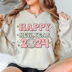 happy new year 2024 sweatshirt, santa claus sweatshirt, holiday season shirt, happy new year shirt, new year crew shirt,
