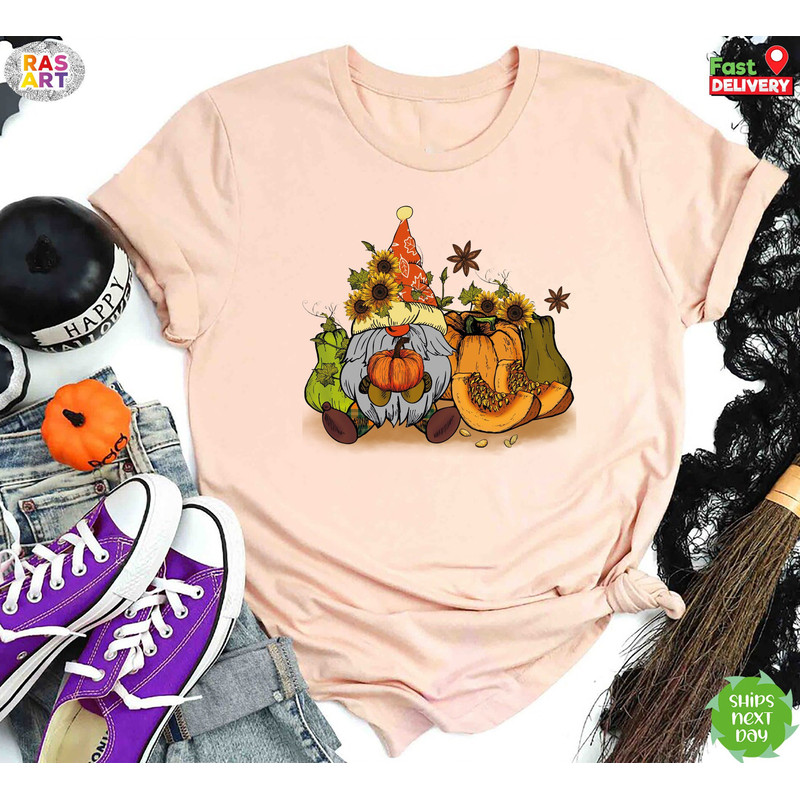 Happy Thanksgiving Gnome Shirt, Gnome Pumpkin Shirt, Thankful Shirt, Fall Shirt, Thanksgiving Shirt, Hello Autumn Shirt.jpg