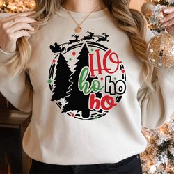 ho ho ho sweatshirt, christmas tree sweatshirt, holiday shirt, christmas family shirt, matching christmas tee, christmas